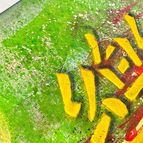 Joyful Serenity - Original Asian Fusion Wall Art Mixed Media Painting 8"x10" - Picture 6 of 10